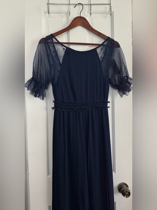 Tfnc London Dresses & Skirts - NWT Elegant Navy Maxi Dress with Sheer Puff Sleeves